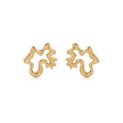 Brinco orgânico folheado a ouro 18k