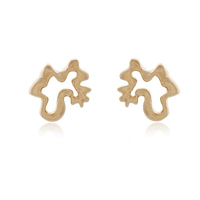 Brinco orgânico folheado a ouro 18k