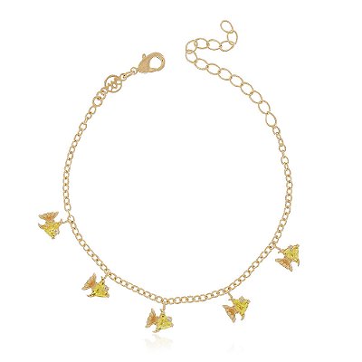 Pulseira infantil folheada a ouro 18k 15cm