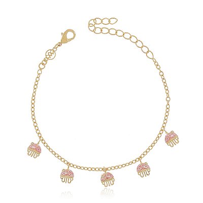Pulseira infantil folheada a ouro 18k 15cm