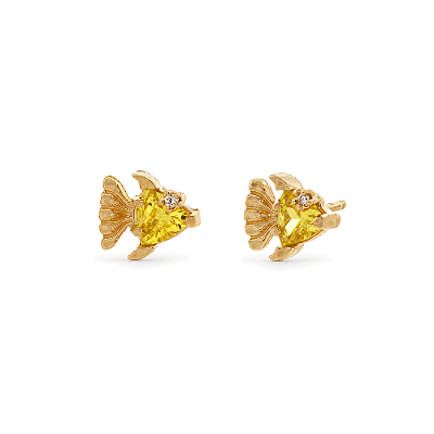 Brinco infantil com zircônias folheado a ouro 18k