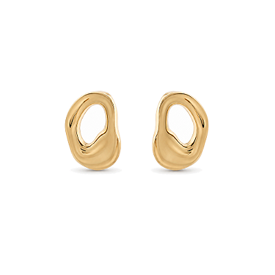 Brinco orgânico folheado a ouro 18k