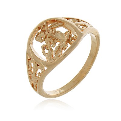 Anel São Jorge Folheado a Ouro 18k