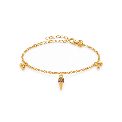 Pulseira infantil folheada a ouro 18k 16cm