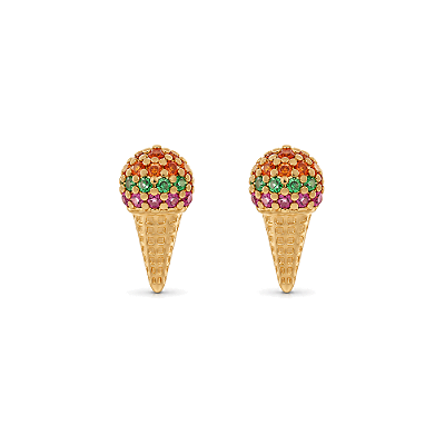 Brinco infantil com zircônias folheado a ouro 18k