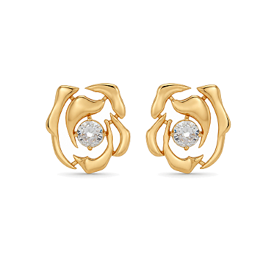 Brinco rosa grande com zircônia folheado a ouro 18k