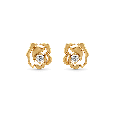 Brinco rosa pequeno com zircônia folheado a ouro 18k