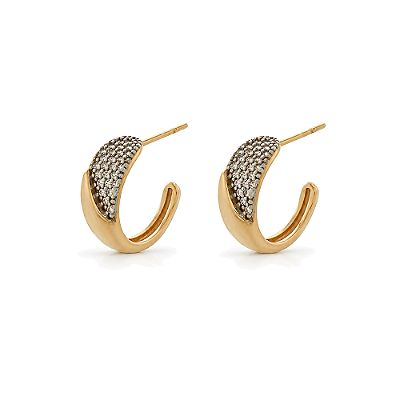 Argola com zircônias folheada a ouro 18k