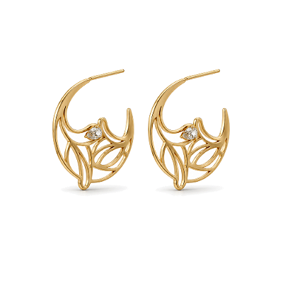 Argola trabalhada folheada a ouro 18k