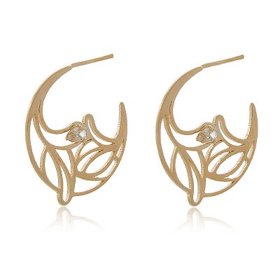 Argola trabalhada folheada a ouro 18k