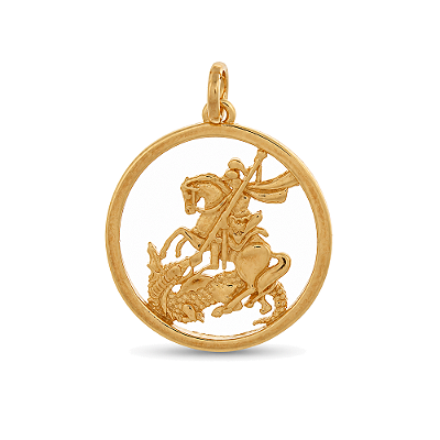 Pingente São Jorge folheado a ouro 18k