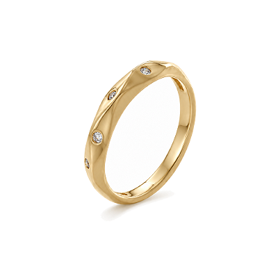 Anel com zircônias folheado a ouro 18k
