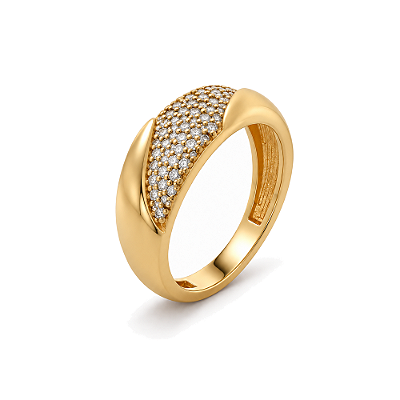 Anel com zircônias folheado a ouro 18k