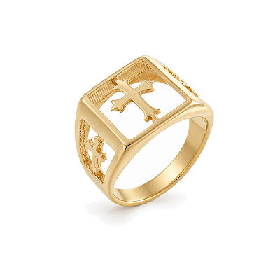 Anel Vazado Cruz folheado a ouro 18k