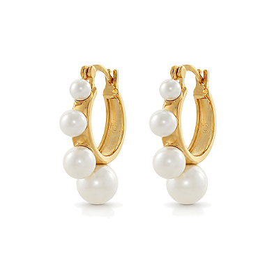Argola com pérolas sintéticas folheada a ouro 18k