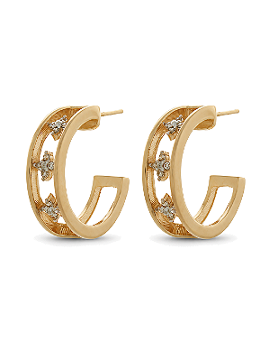 Argola cravejada folheada a ouro 18k