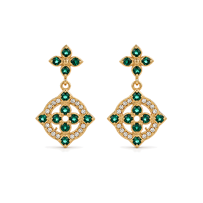 Brinco com zircônias folheado a ouro 18k