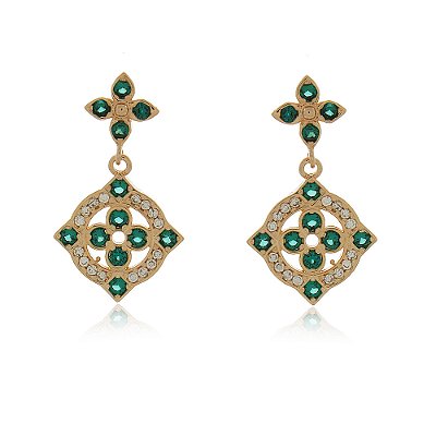 Brinco com zircônias folheado a ouro 18k