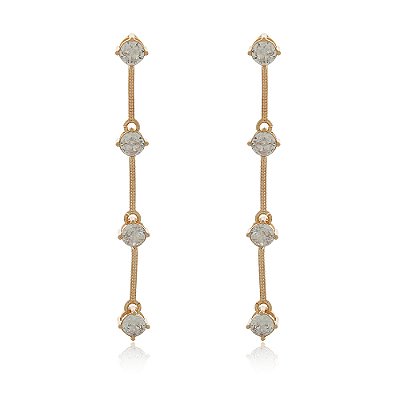 Brinco com zircônias folheado a ouro 18k