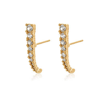 Brinco com zircônias folheado a ouro 18k