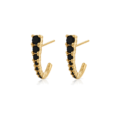 Brinco com zircônias folheado a ouro 18k