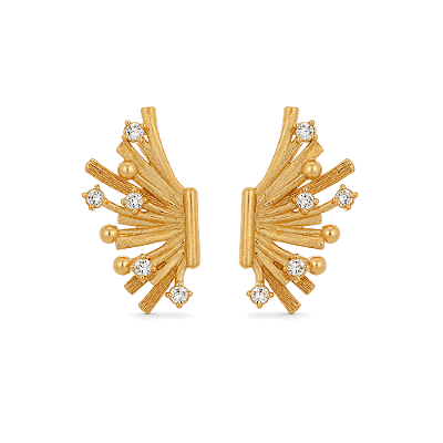 Brinco com zircônias folheado a ouro 18k