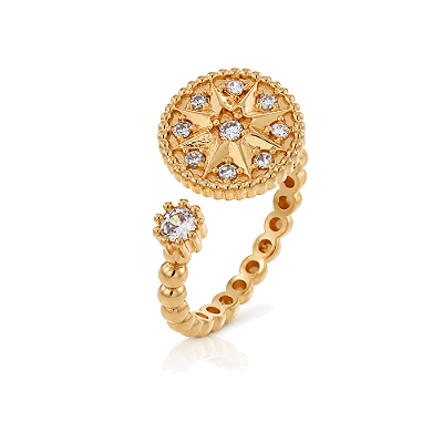 Anel com zircônias folheado a ouro 18k