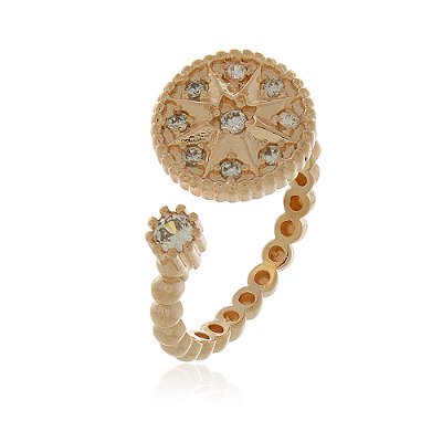 Anel com zircônias folheado a ouro 18k