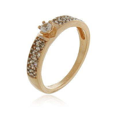 Anel solitário folheado a ouro 18k