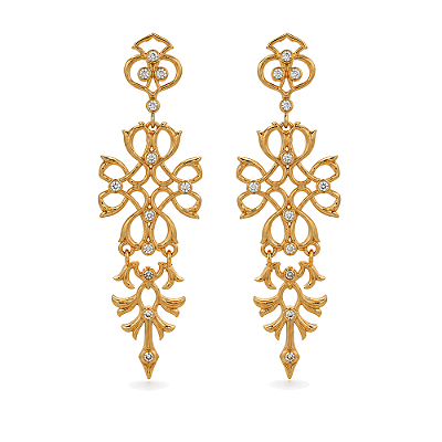 Brinco com zircônias folheado a ouro 18k