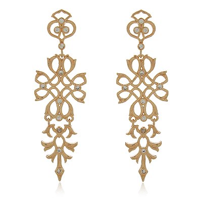 Brinco com zircônias folheado a ouro 18k
