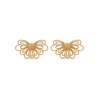 Brinco meia flor folheado a ouro 18k