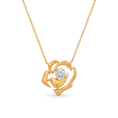 Gargantilha rosa grande folheada a ouro 18k