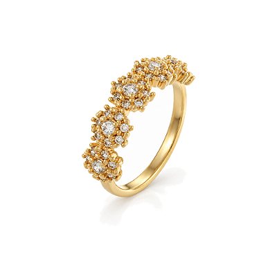Anel flores com zircônias folheado a ouro 18k