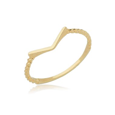 ANEL V FOLHEADO EM OURO 18K
