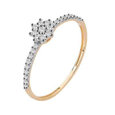 Anel misto com Brilhantes em ouro 18k AU74/15/50