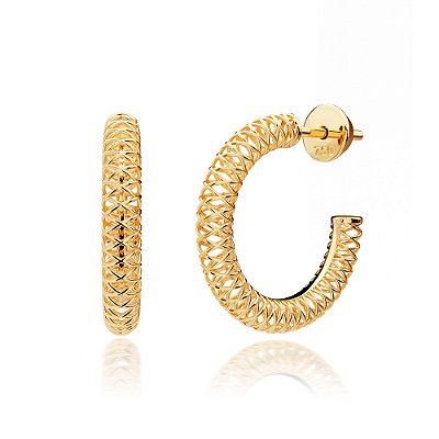 ARGOLA TRABALHADA VAZADA OURO 18K AU 21/11/60