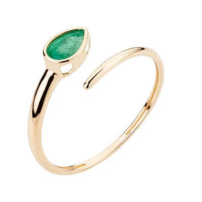 Anel com Esmeralda em ouro 18k AU74/15/50