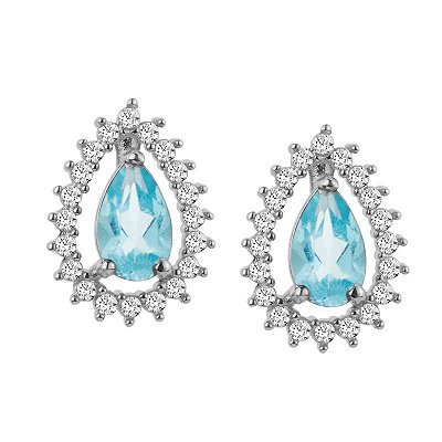 BRINCO GOTA VAZADA APATITA CRAVEJADO COM BRILHANTES OURO BRANCO 18K AU74/17/40