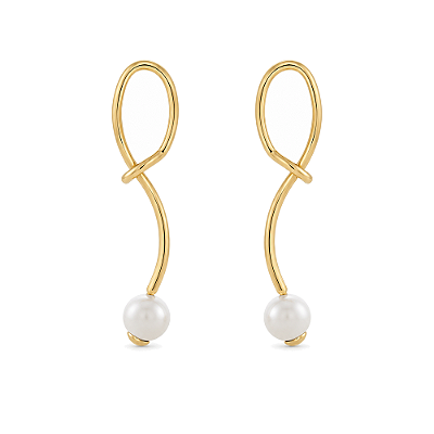 Brinco pérola folheado a ouro 18k