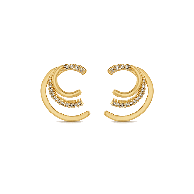 Brinco com zircônias folheado a ouro 18k