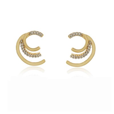 BRINCO CRAVEJADO COM ZIRCONIAS FOLHEADO A OURO 18K