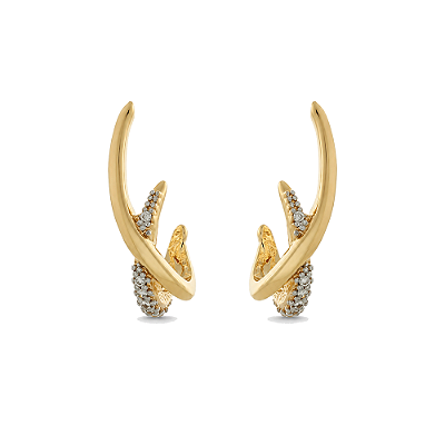 Brinco com zircônias folheado a ouro 18k