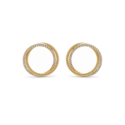 Brinco círculo com zircônias folheado a ouro 18k