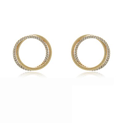 BRINCO CIRCULO CRAVEJADO COM ZIRCONIAS FOLHEADO A OURO 18K