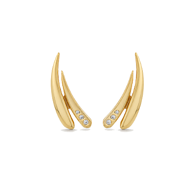 Brinco alongado com zircônias folheado a ouro 18k