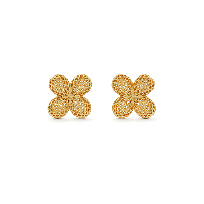 Brinco trevo pequeno folheado a ouro 18k