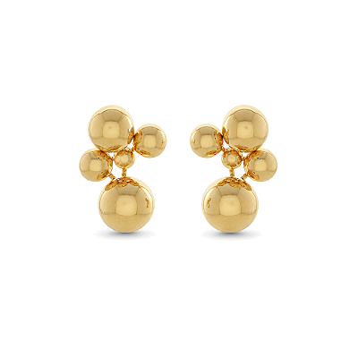 Brinco esferas folheado a ouro 18k