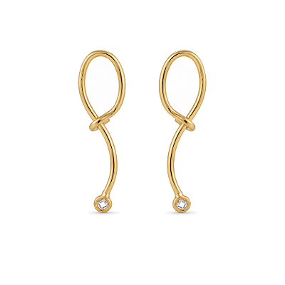 Brinco com zircônias folheado a ouro 18k