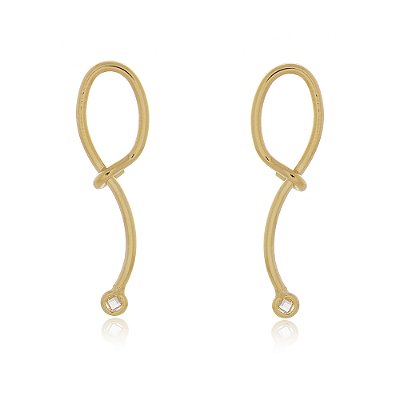 BRINCO ENTRELAÇADO COM ZIRCONIAS FOLHEADO A OURO 18K